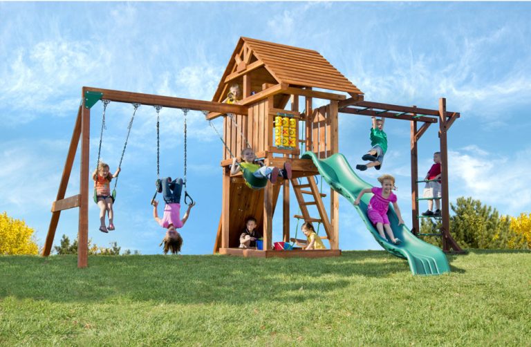 backyard playset with monkey bars